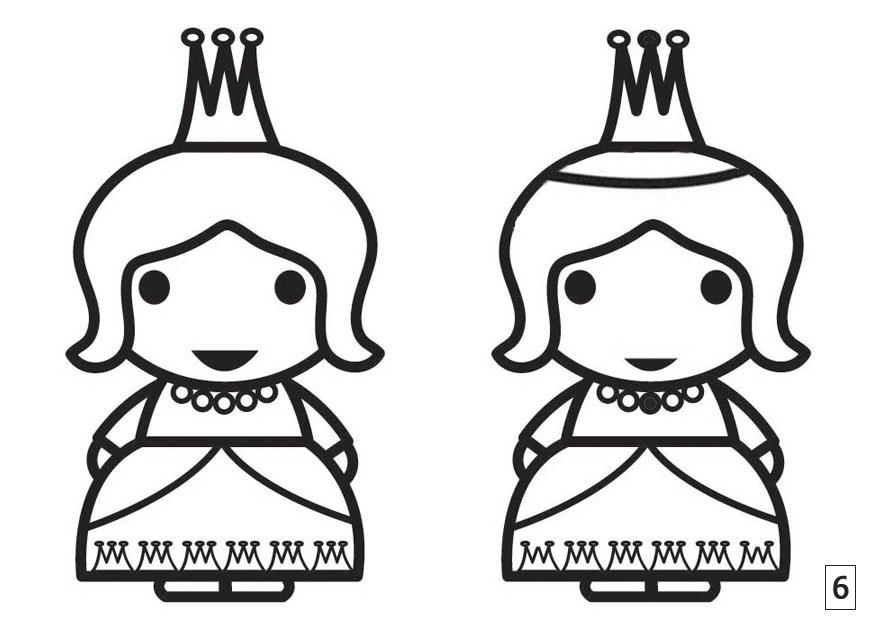 finn forskjellene - prinsesse Fargeleggingsbilde finn forskjellene - prinsesse