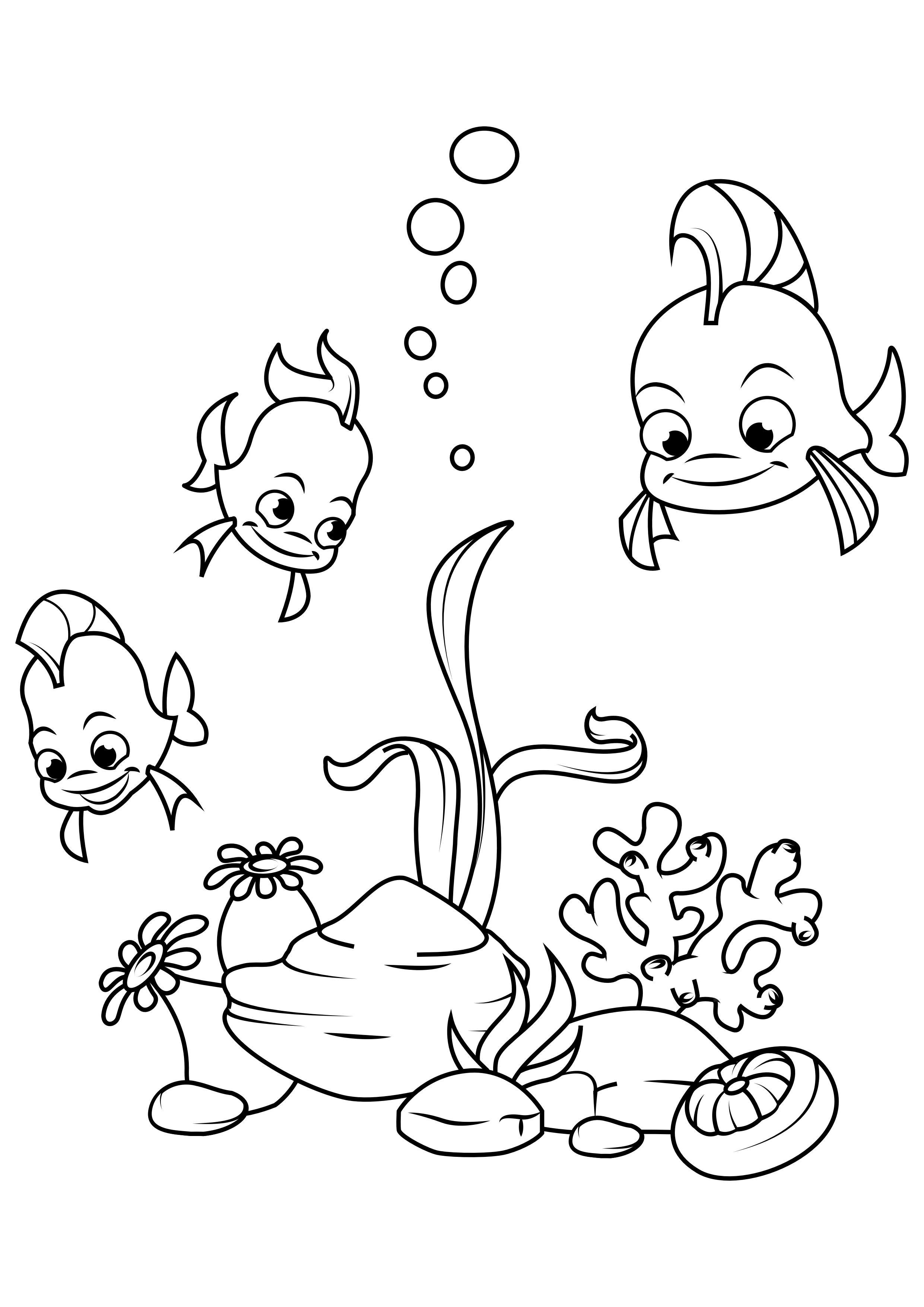 fisk med venner i sjA¸en Fargeleggingsbilde fisk med venner i sjA¸en