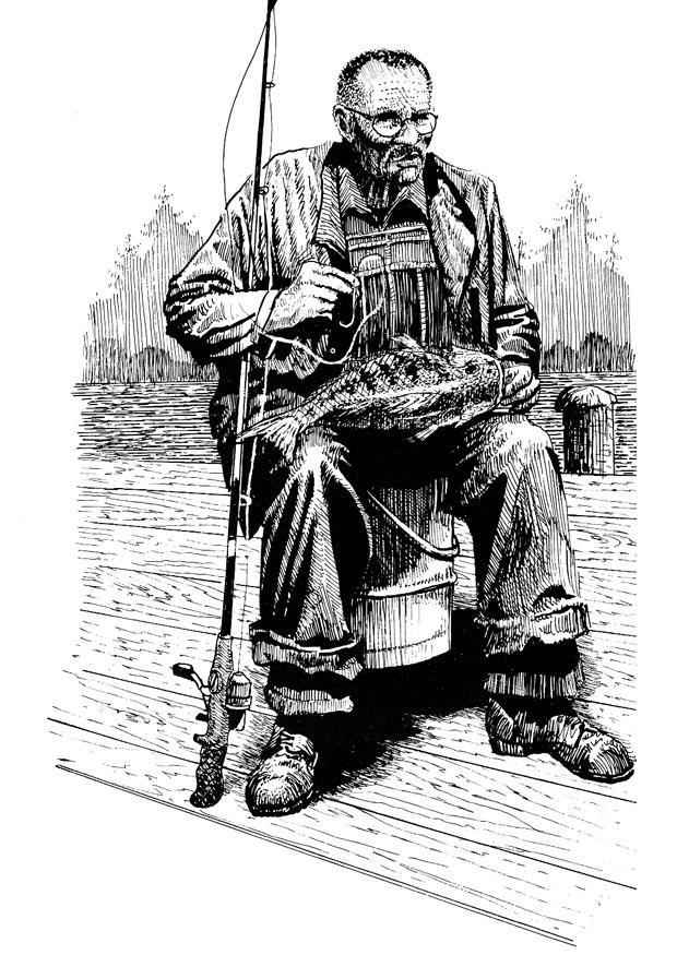 fiskemann Fargeleggingsbilde fiskemann