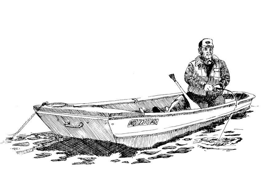 Fargeleggingsbilde fiskemann i bA¥t