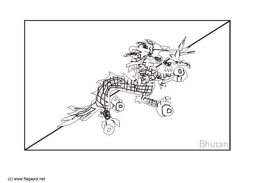 Fargeleggingsbilde flagg fra bhutan