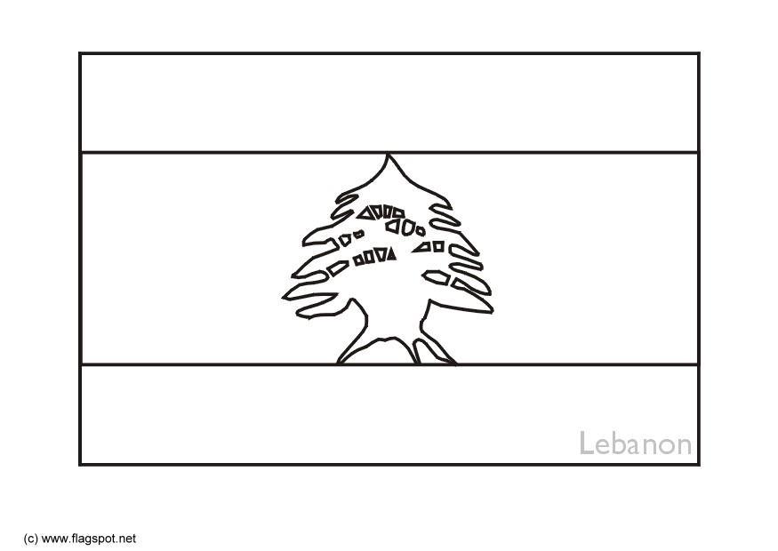 Fargeleggingsbilde flagg fra libanon