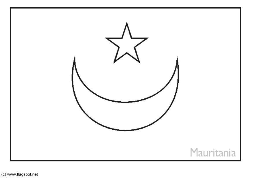 Fargeleggingsbilde flagg fra mauritania