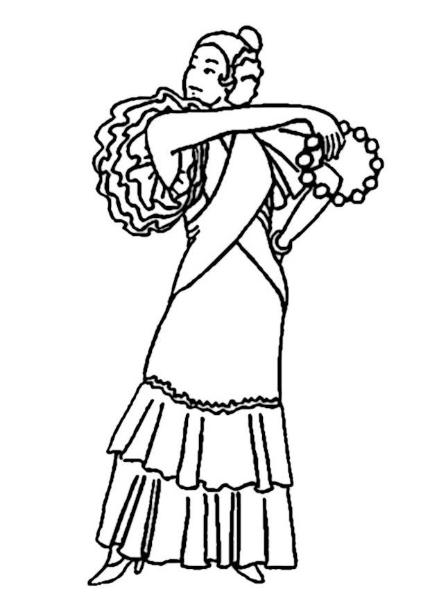 Fargeleggingsbilde flamenco danser