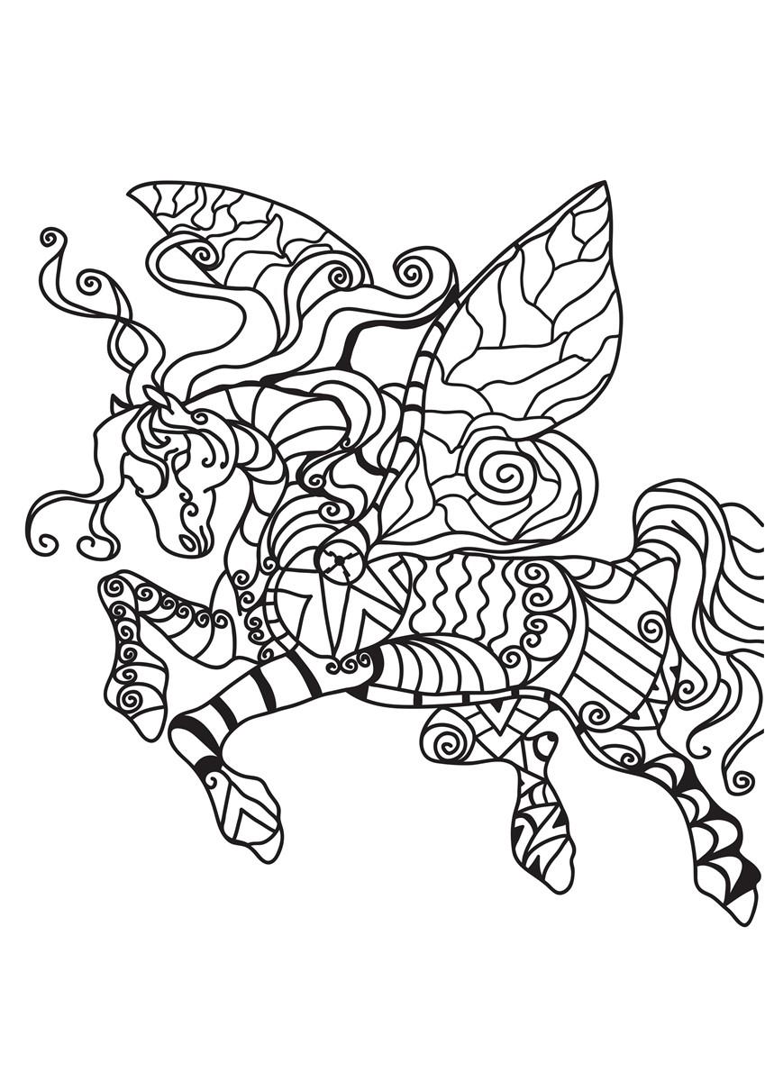 Fargeleggingsbilde flygende hest