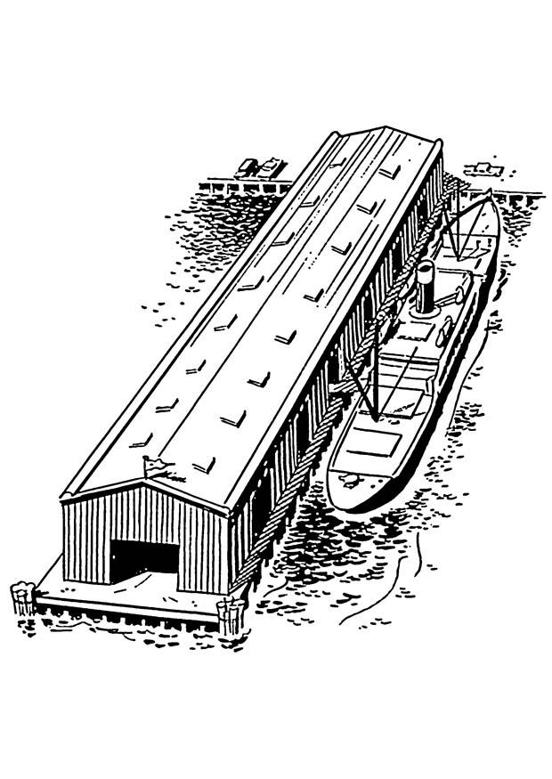 fortA¸yningsplass for skip Fargeleggingsbilde fortA¸yningsplass for skip