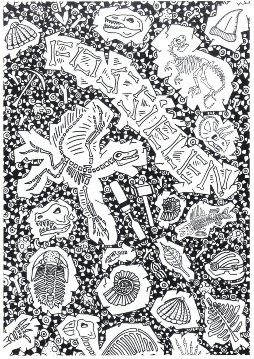fossiler Fargeleggingsbilde fossiler