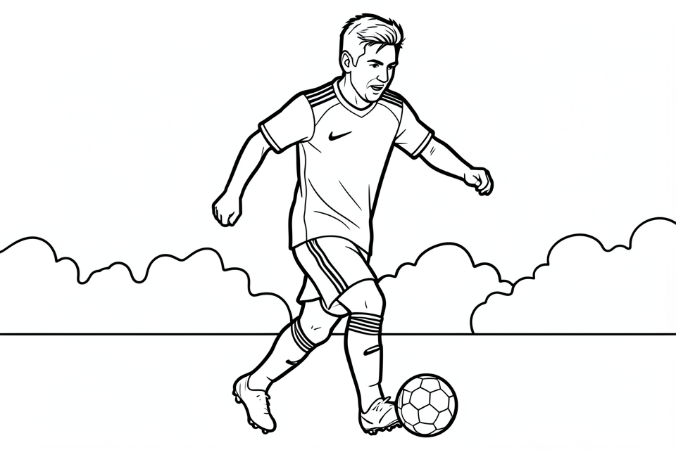 Fargeleggingsbilde fotballspiller i aksjon