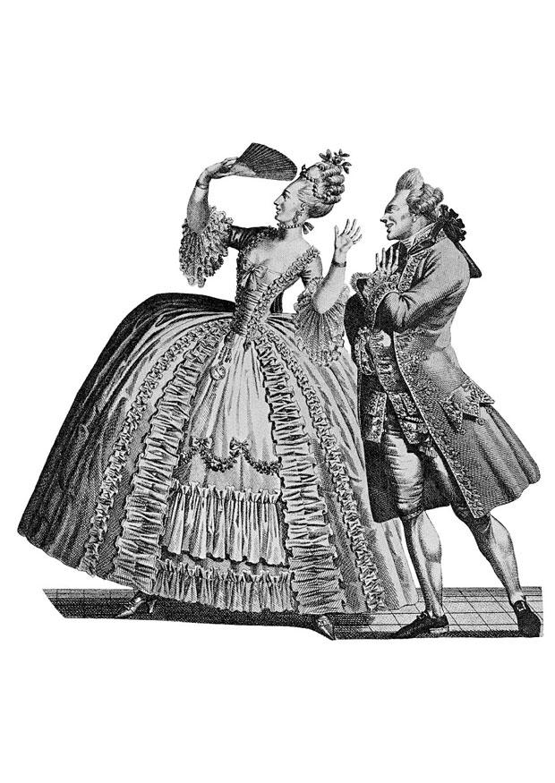Fargeleggingsbilde fransk mote 1778
