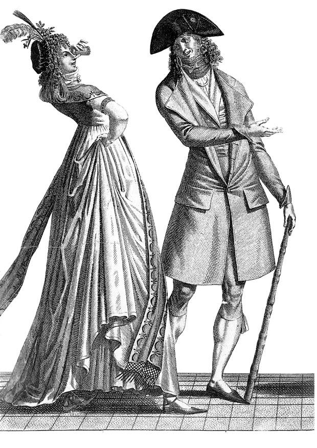 Fargeleggingsbilde fransk mote 1793
