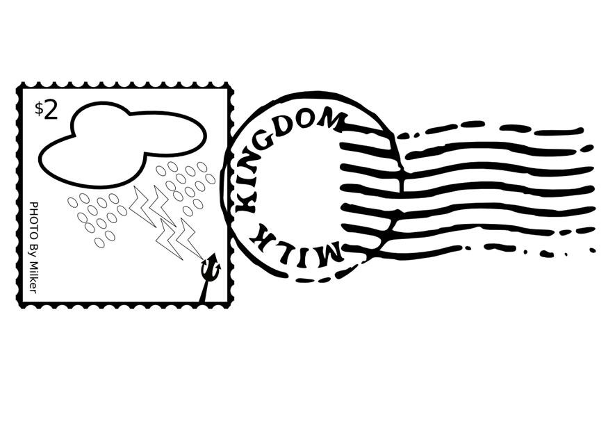 Fargeleggingsbilde frimerke med stempel