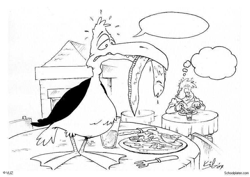Fargeleggingsbilde fugl i restauranten