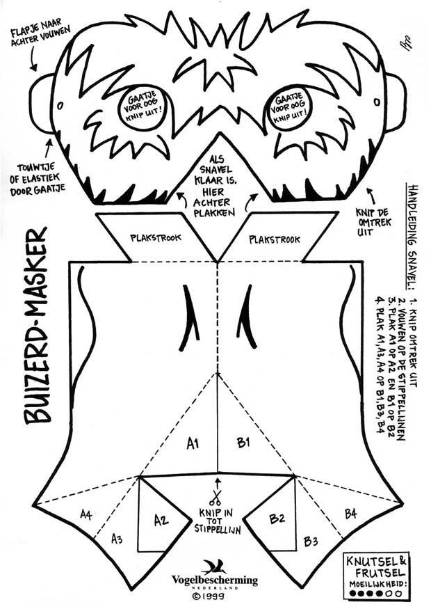 Fargeleggingsbilde fuglemaske