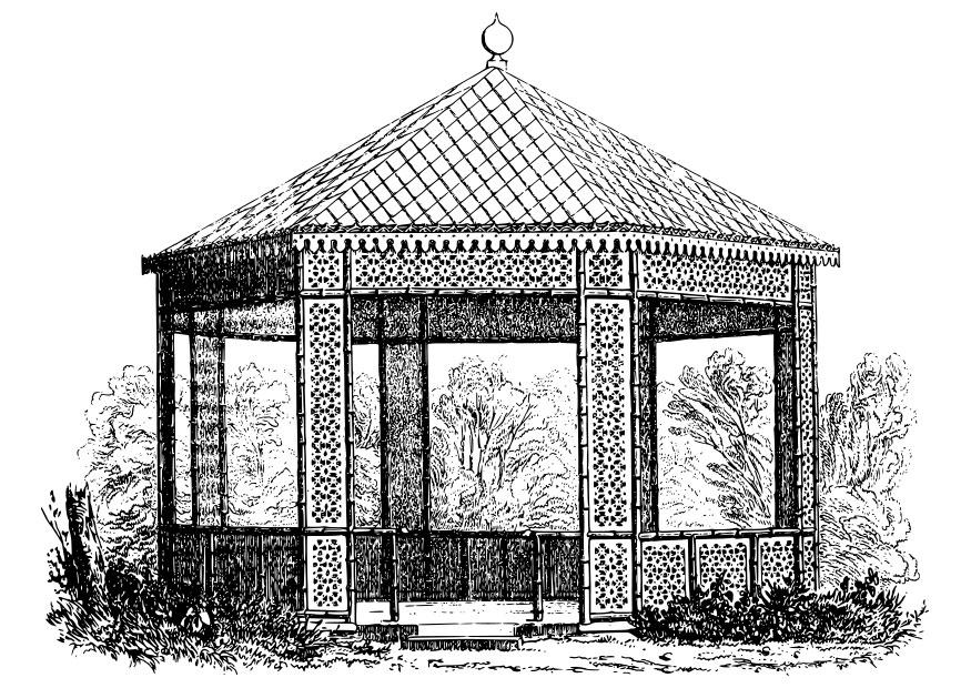 Fargeleggingsbilde gammel paviljong