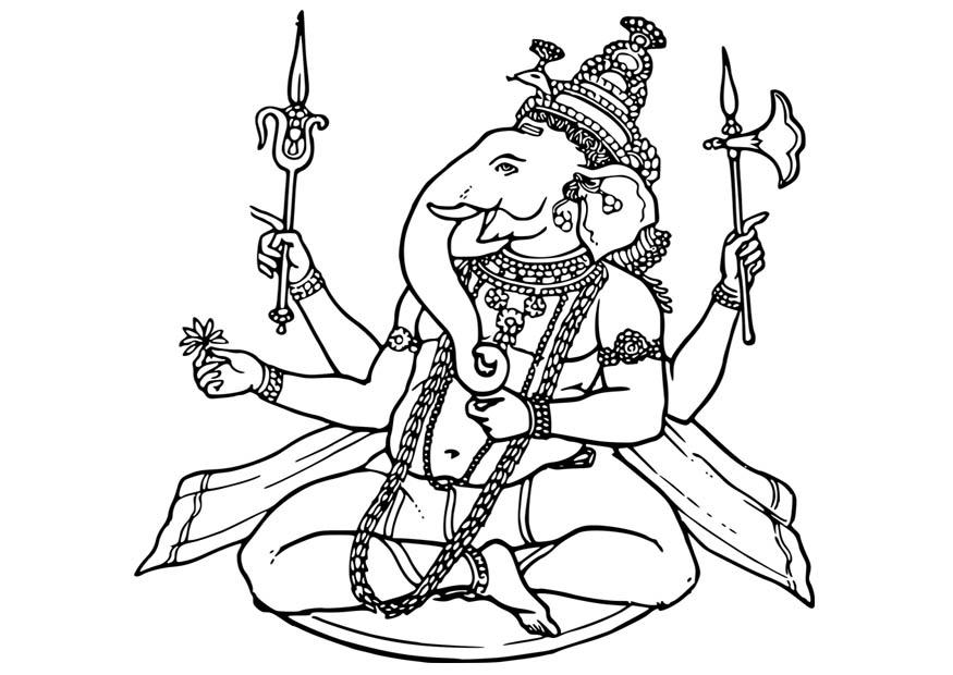 Fargeleggingsbilde ganesha