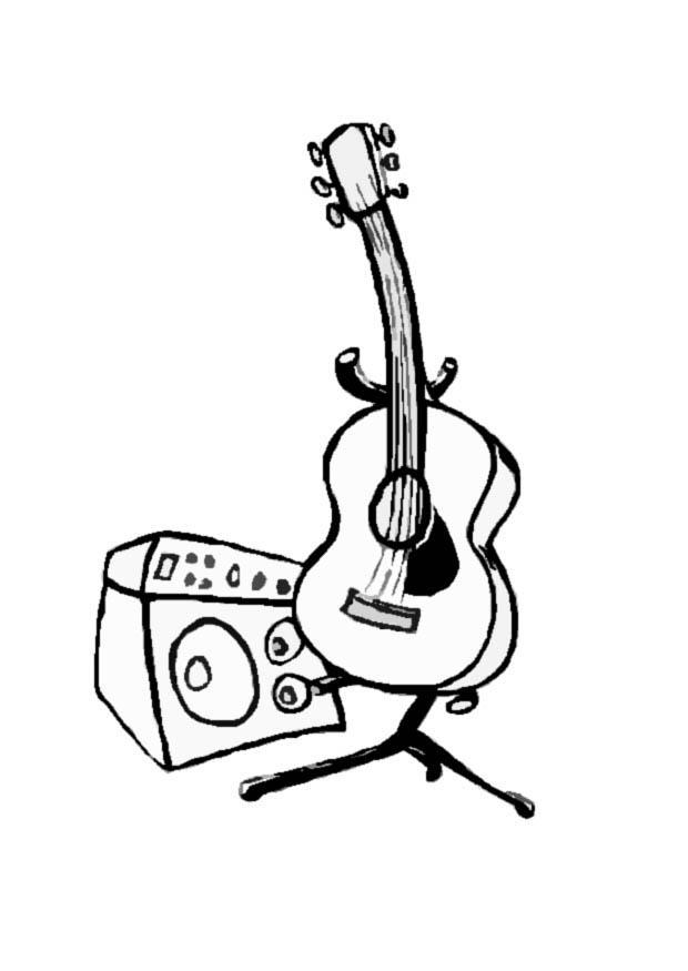 gitar og forsterker Fargeleggingsbilde gitar og forsterker