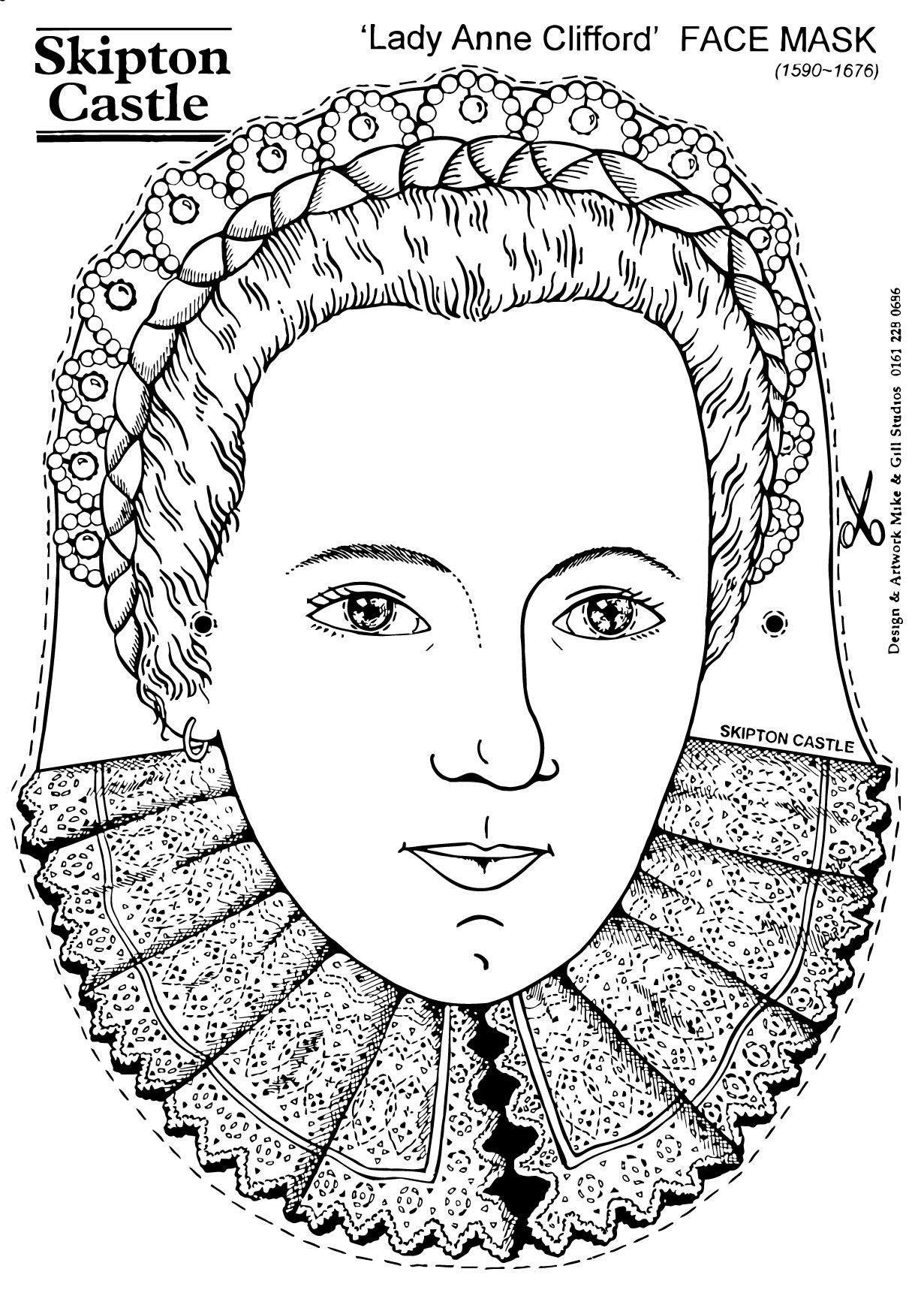 Fargeleggingsbilde grevinnen anne clifford - maske