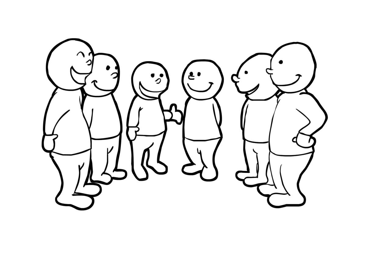 Fargeleggingsbilde gruppesamtale