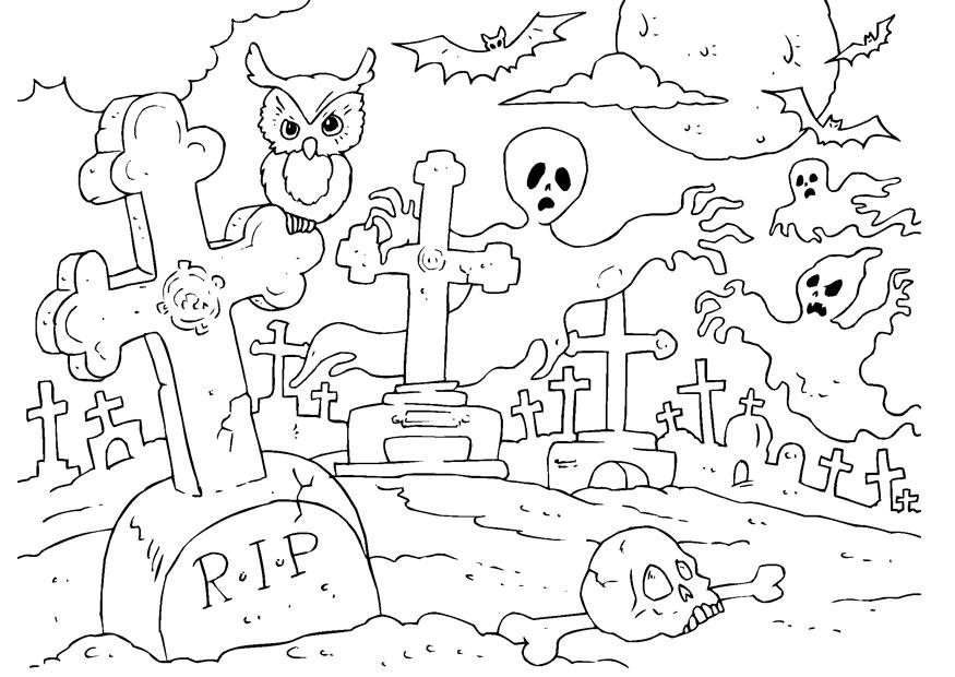 Fargeleggingsbilde halloween gravsted