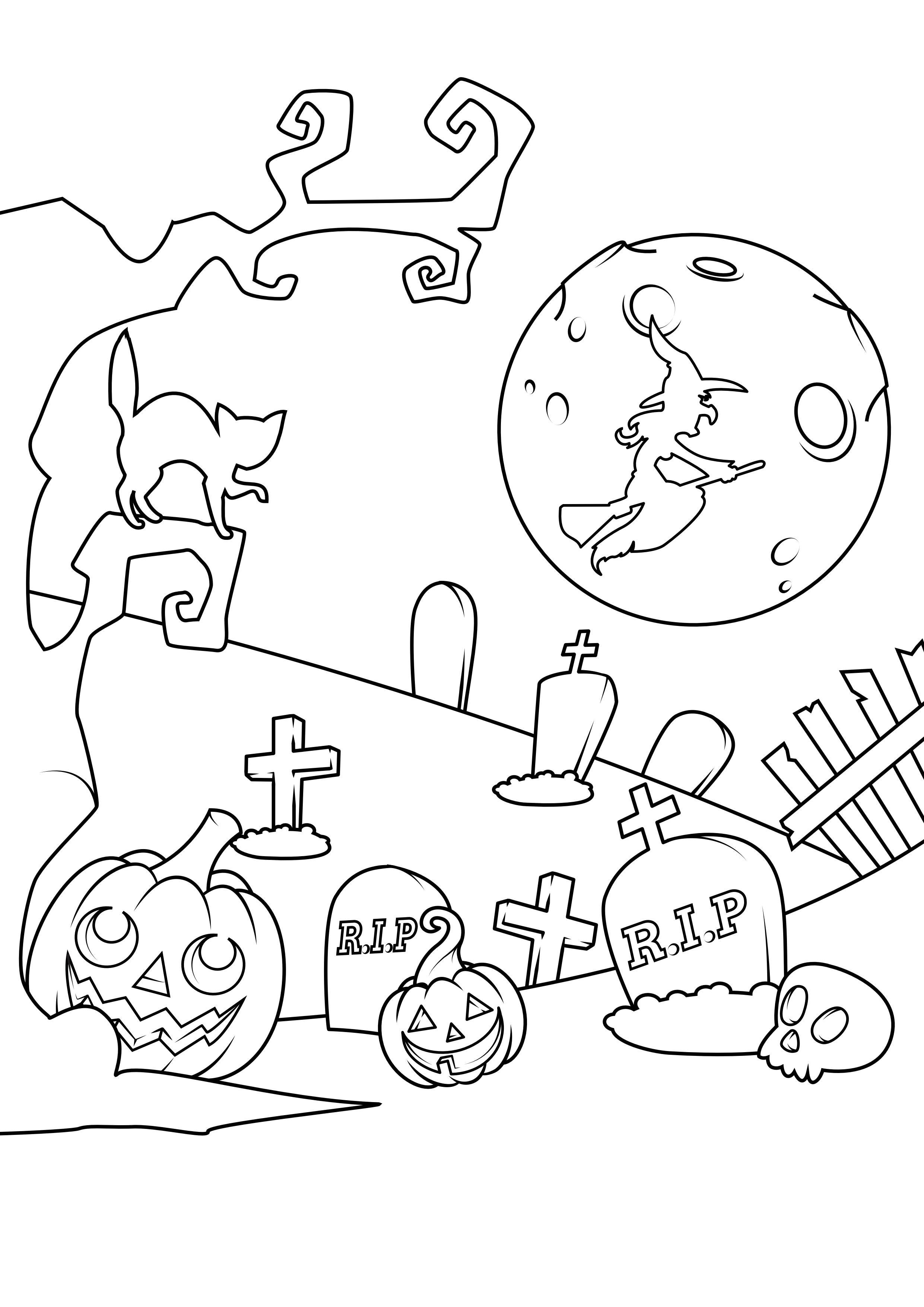 halloween kirkegA¥rd Fargeleggingsbilde halloween kirkegA¥rd