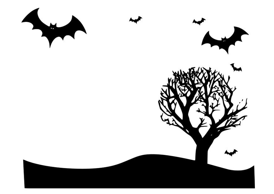 halloween landskap Fargeleggingsbilde halloween landskap