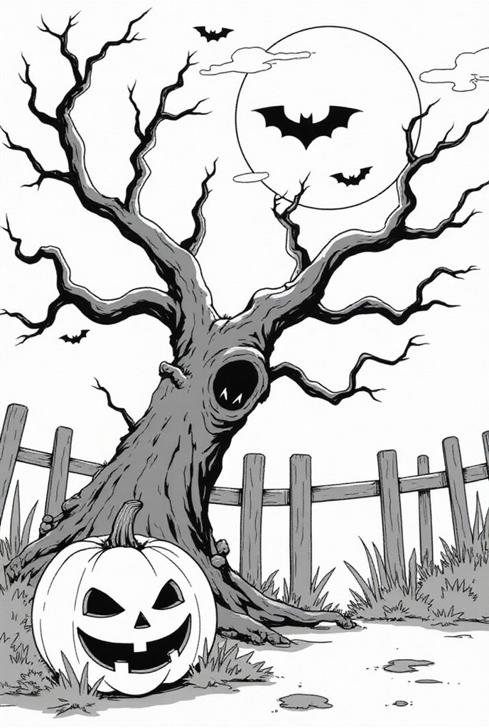 halloween-skummel scene Fargeleggingsbilde halloween-skummel scene