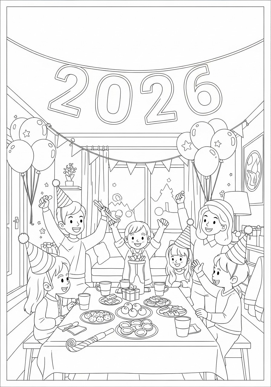 Fargeleggingsbilde happy new year 2026