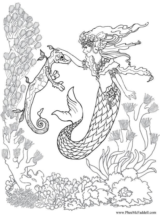 havfrue og sjA¸hest Fargeleggingsbilde havfrue og sjA¸hest