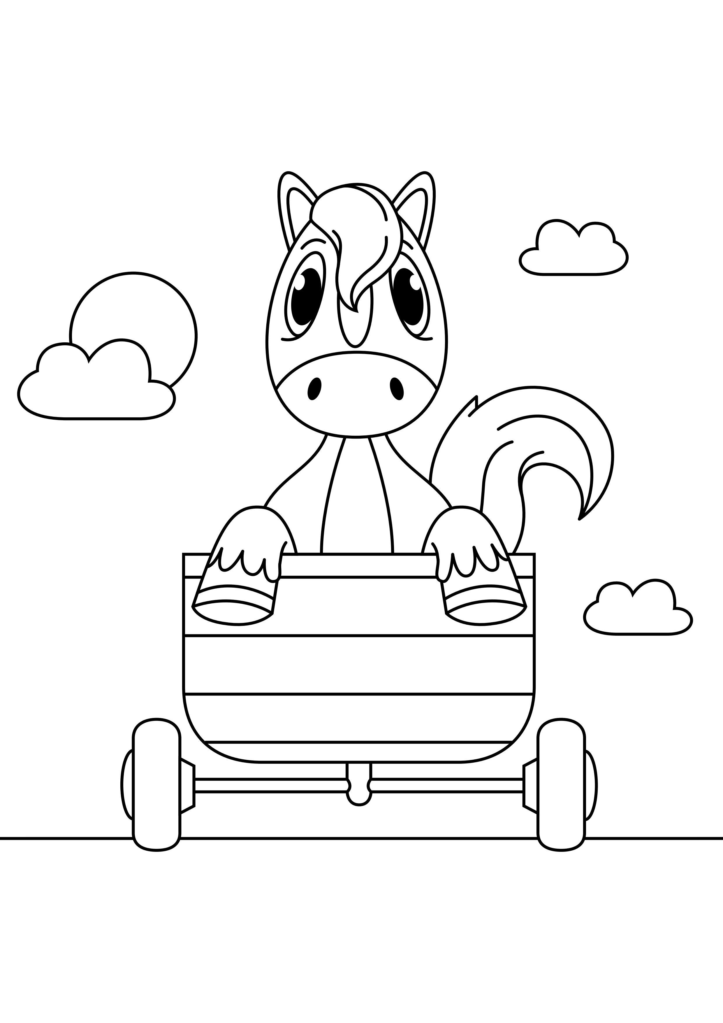 Fargeleggingsbilde hest i vogn