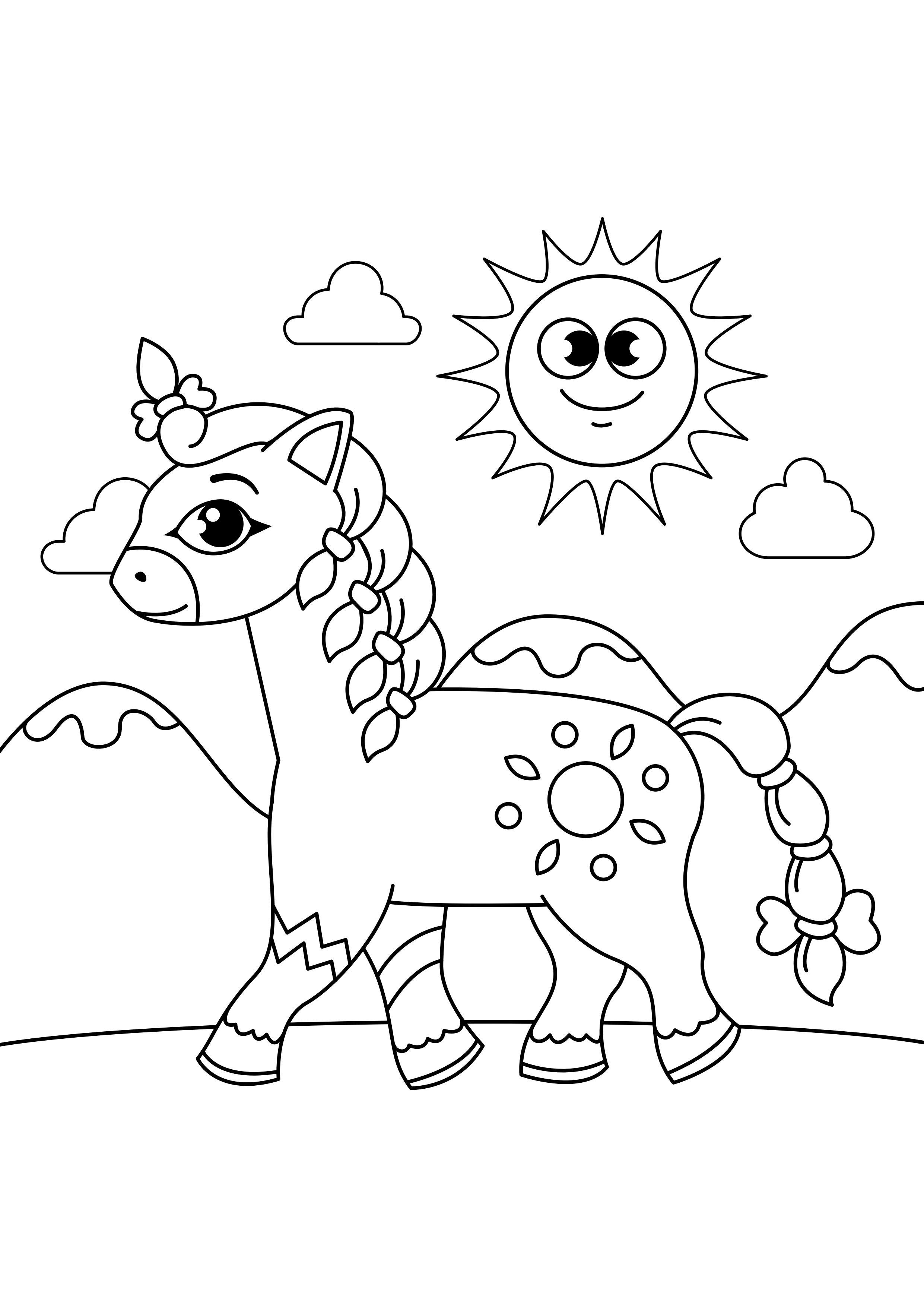 hest med fletter Fargeleggingsbilde hest med fletter