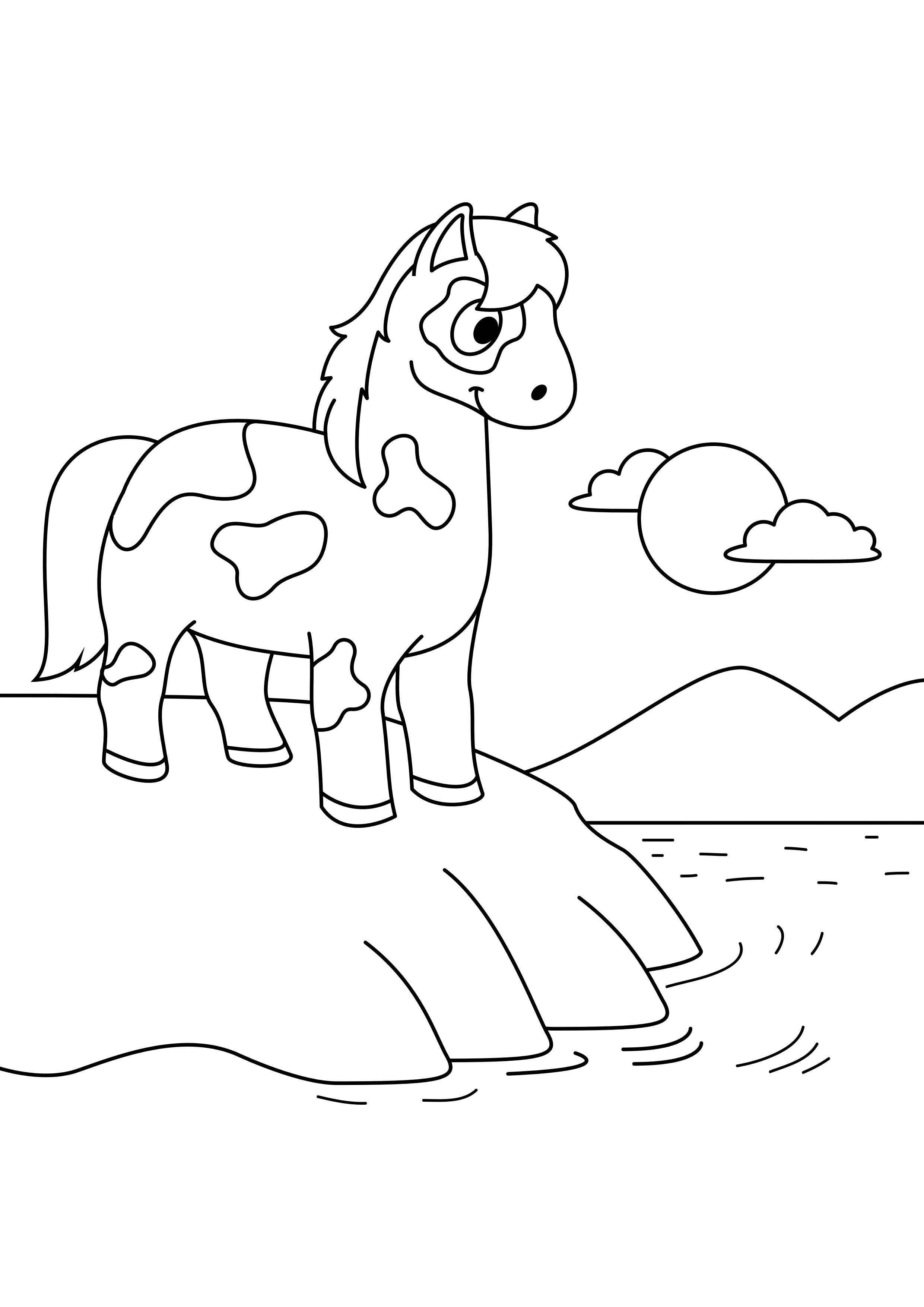 hest pA¥ vannet Fargeleggingsbilde hest pA¥ vannet