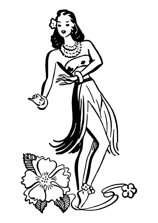 Fargeleggingsbilde hula danser