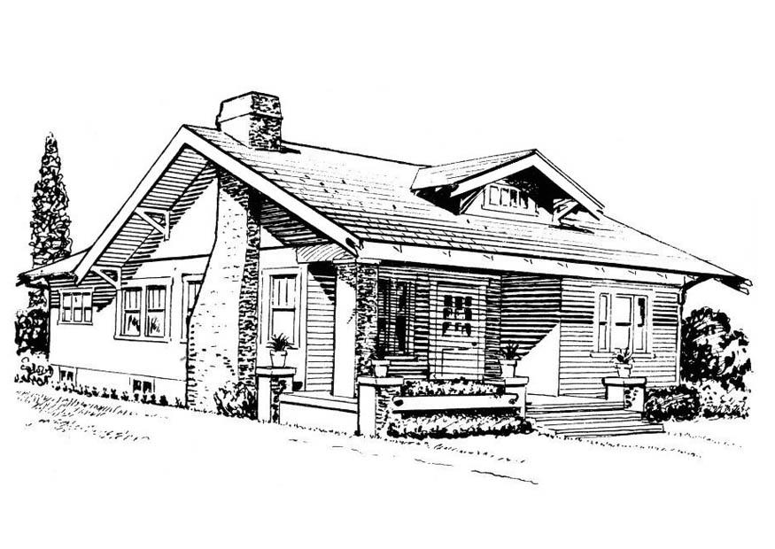 Fargeleggingsbilde hus - bungalow