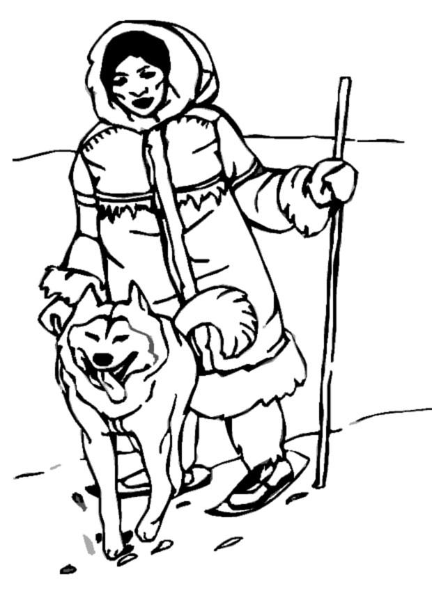 Fargeleggingsbilde inuit - eskimo