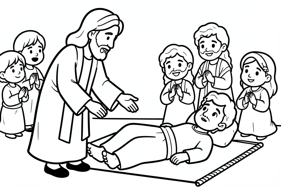 Fargeleggingsbilde jesus helbreder en lam person