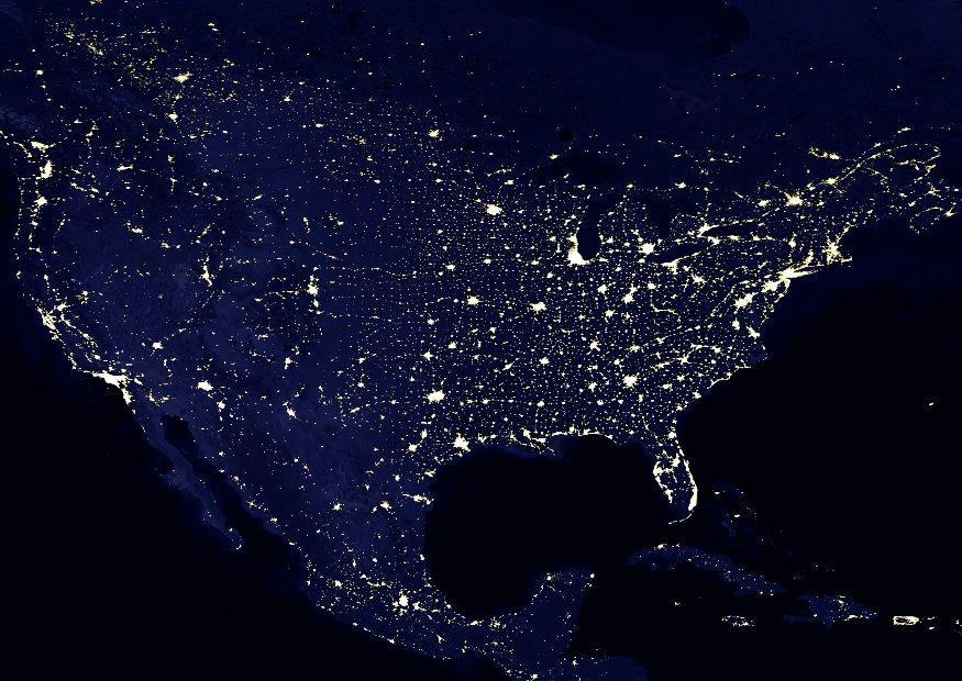Foto jorden om natten - nord-amerika