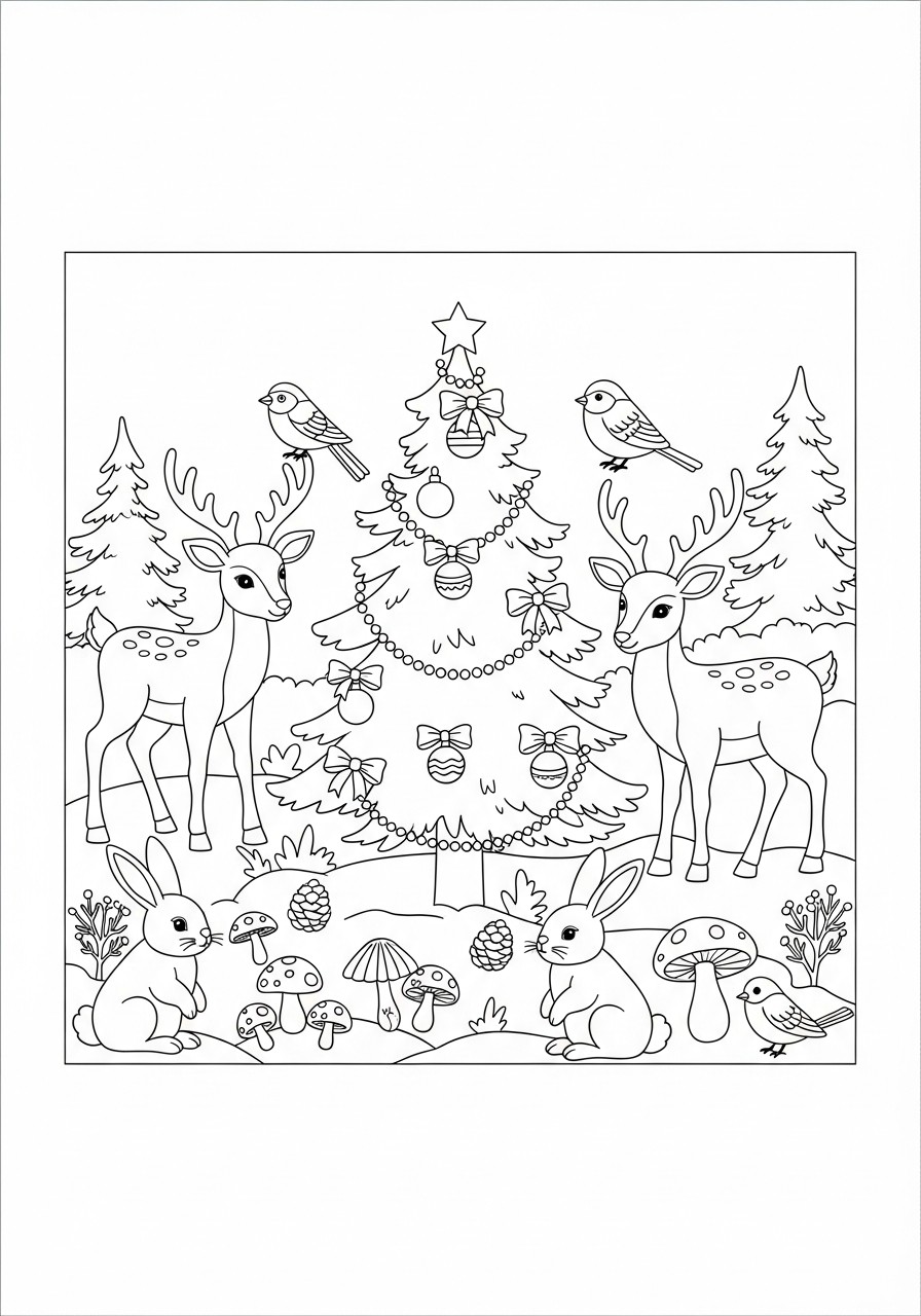 jul i skogen Fargeleggingsbilde jul i skogen