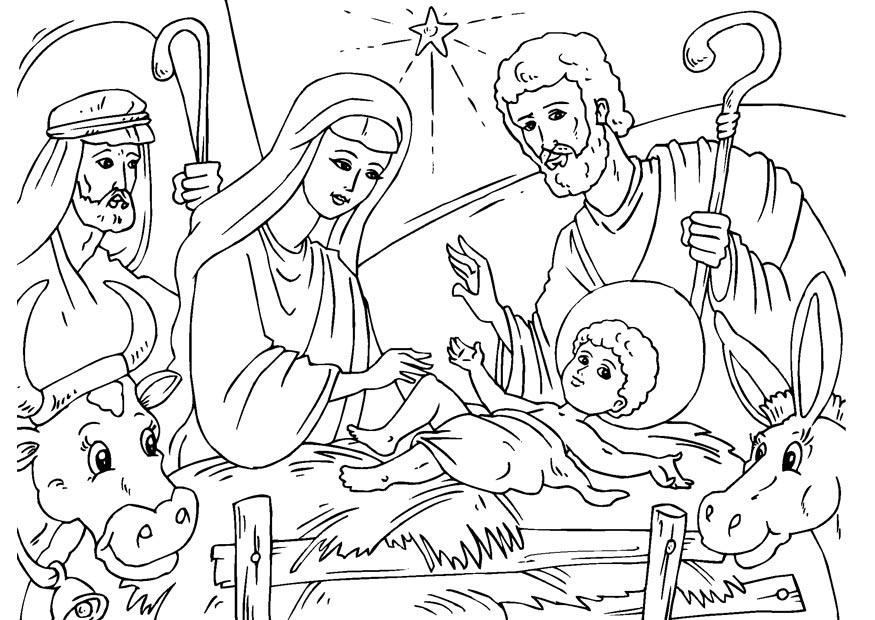 julekrybben Fargeleggingsbilde julekrybben