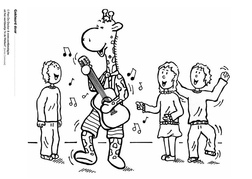 jules spiller musikk med sine venner Fargeleggingsbilde jules spiller musikk med sine venner