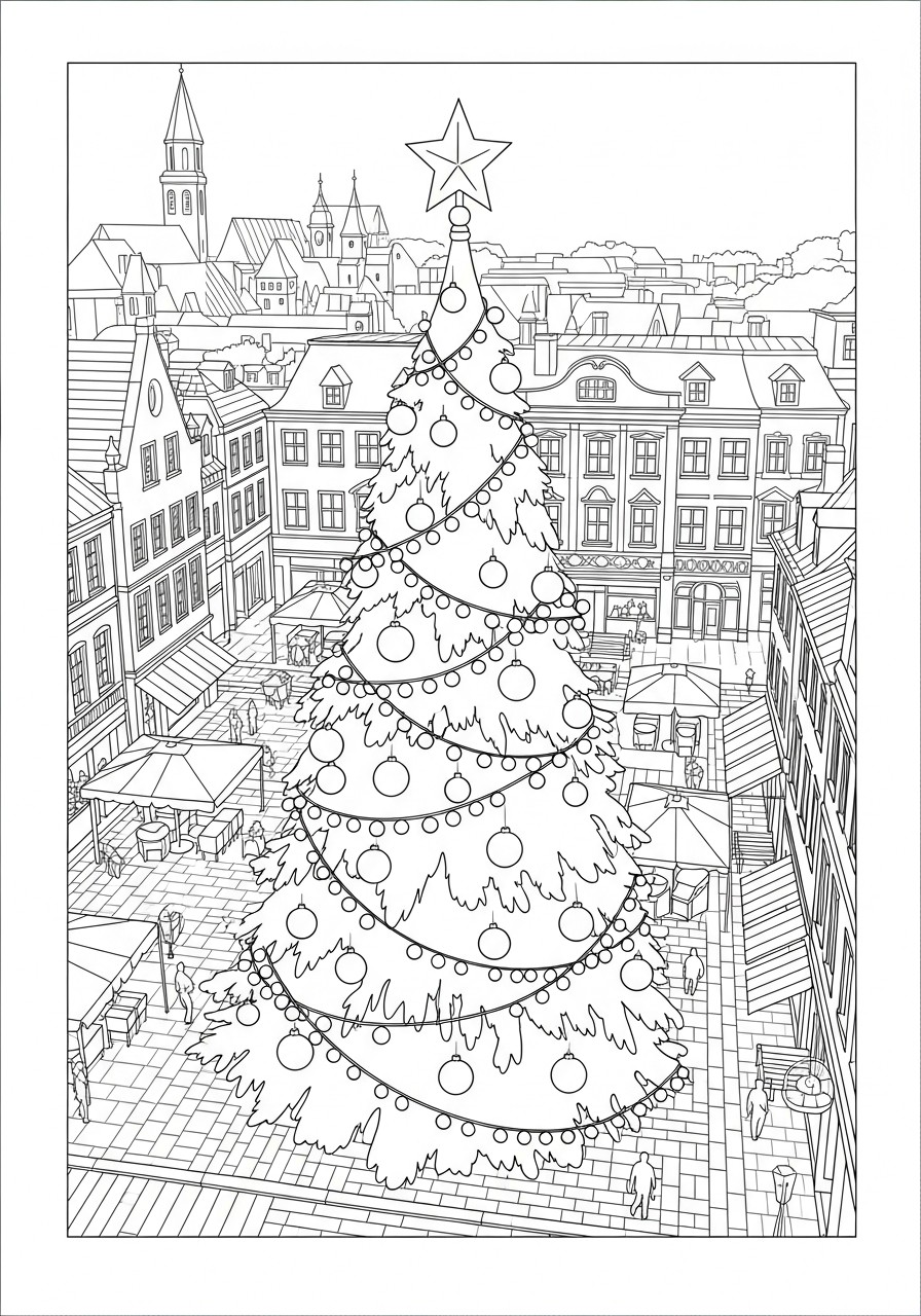 juletreet pA¥ torget Fargeleggingsbilde juletreet pA¥ torget