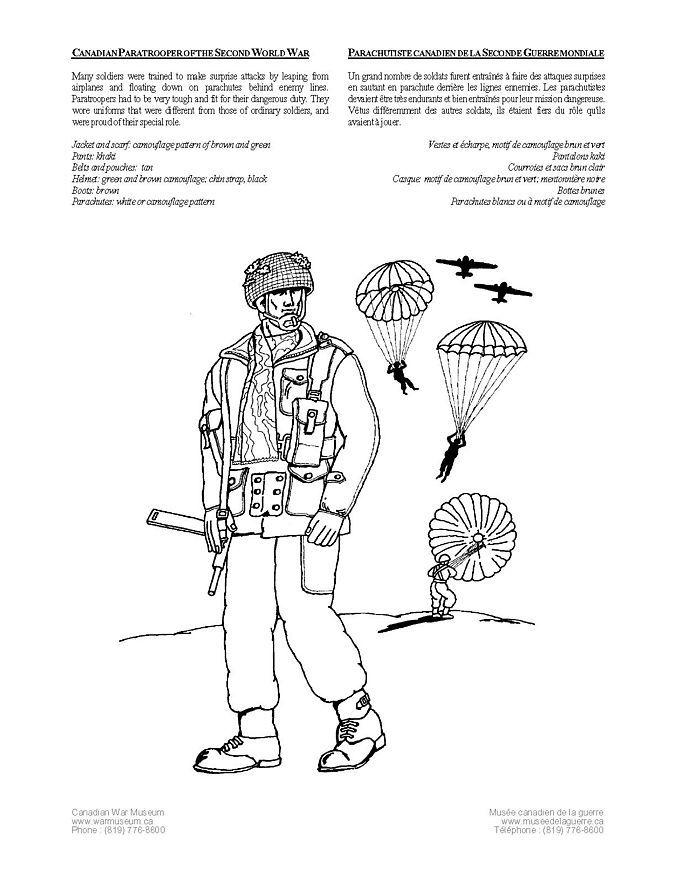 Fargeleggingsbilde kanadisk fallskjermhopper
