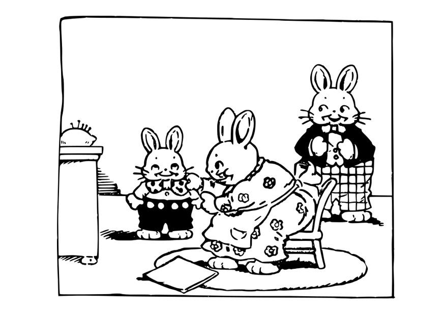 kaninfamilie Fargeleggingsbilde kaninfamilie