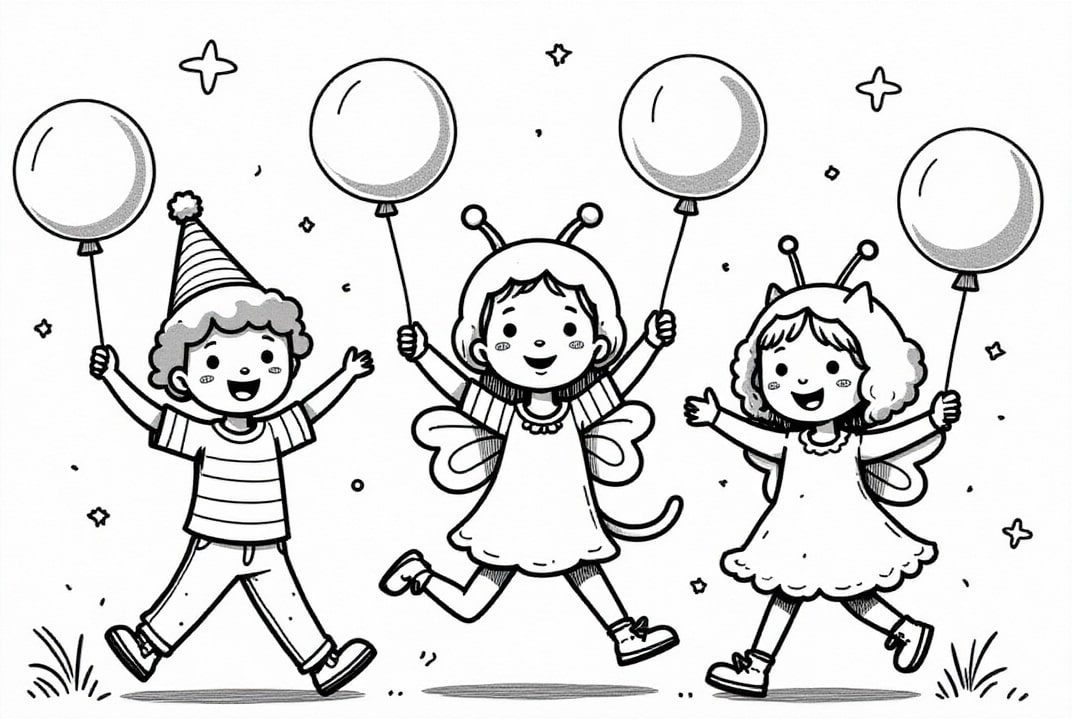karneval med ballonger Fargeleggingsbilde karneval med ballonger