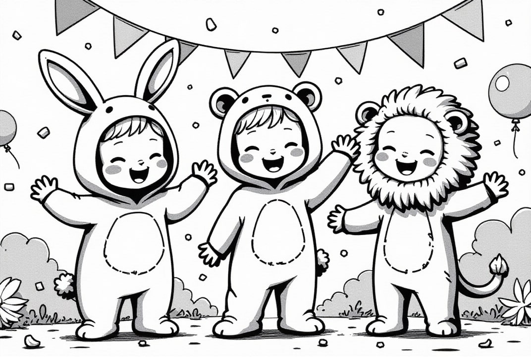 karneval med lA¸ven, kaninen og bjA¸rnen Fargeleggingsbilde karneval med lA¸ven, kaninen og bjA¸rnen