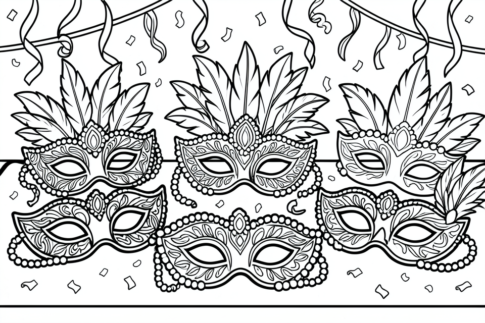 karnevalmasker Fargeleggingsbilde karnevalmasker