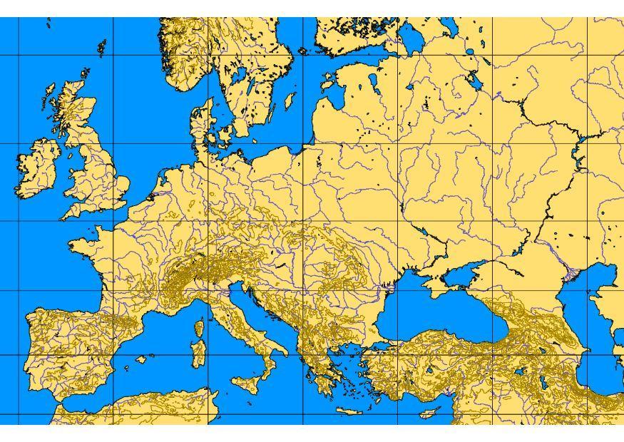 bilde kart over europas berg og floder