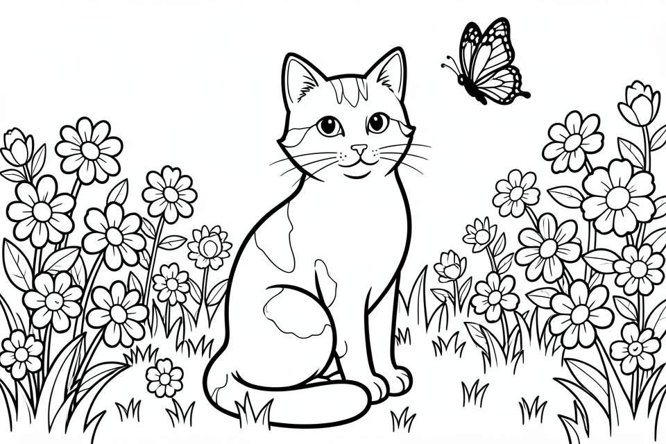 katt i hagen Fargeleggingsbilde katt i hagen