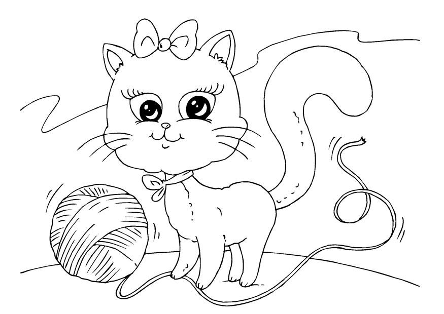 katt og garn Fargeleggingsbilde katt og garn