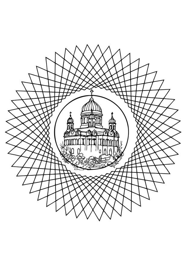 kirke i mandala Fargeleggingsbilde kirke i mandala