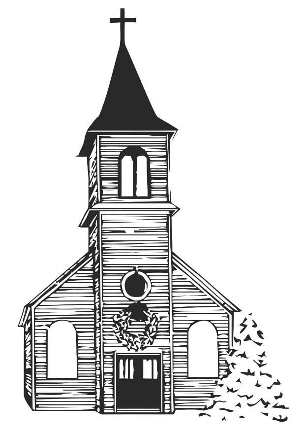 kirke om vinteren Fargeleggingsbilde kirke om vinteren